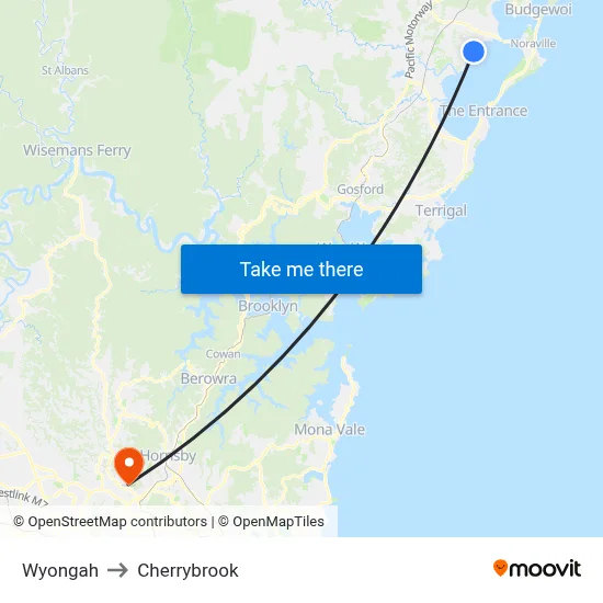 Wyongah to Cherrybrook map