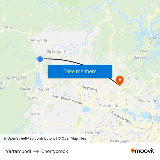 Yarramundi to Cherrybrook map