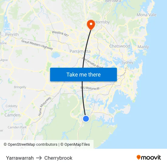 Yarrawarrah to Cherrybrook map