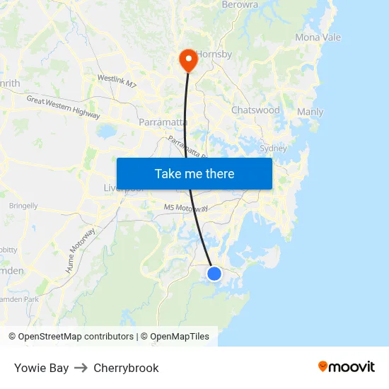 Yowie Bay to Cherrybrook map