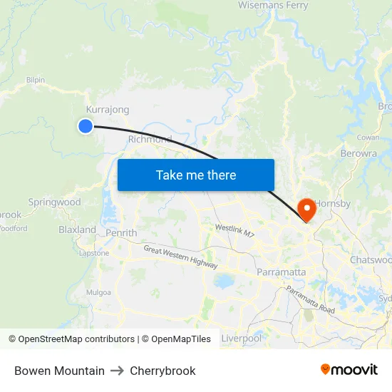 Bowen Mountain to Cherrybrook map