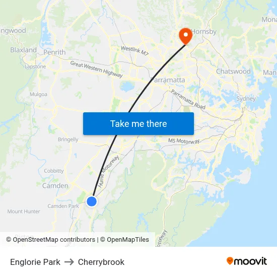 Englorie Park to Cherrybrook map