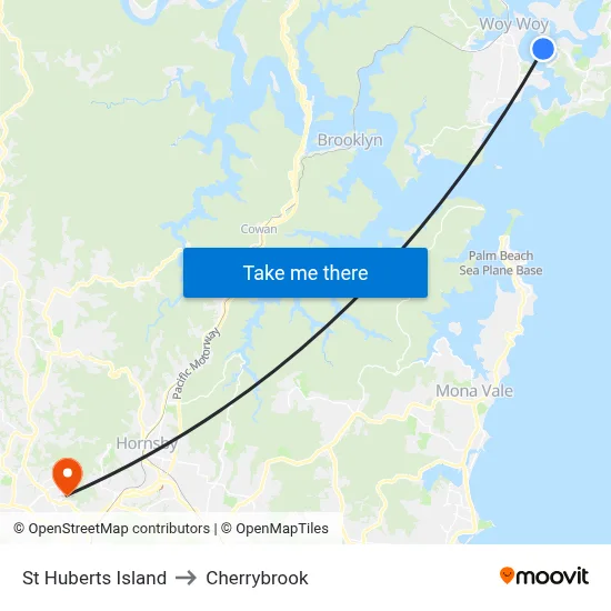 St Huberts Island to Cherrybrook map