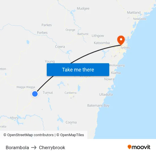 Borambola to Cherrybrook map