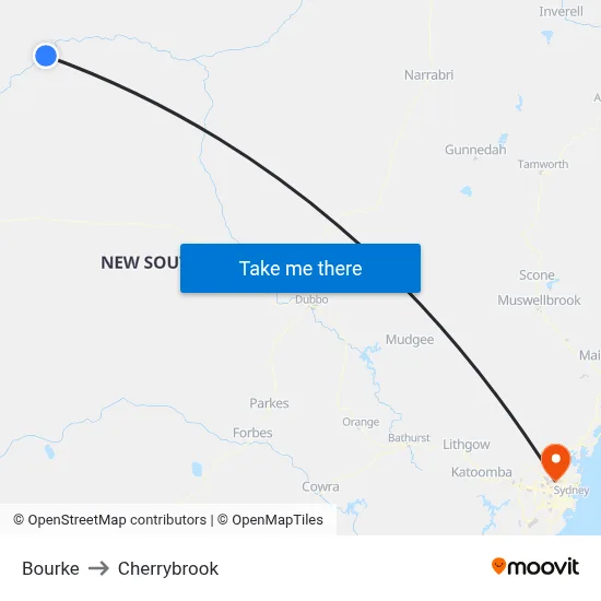 Bourke to Cherrybrook map