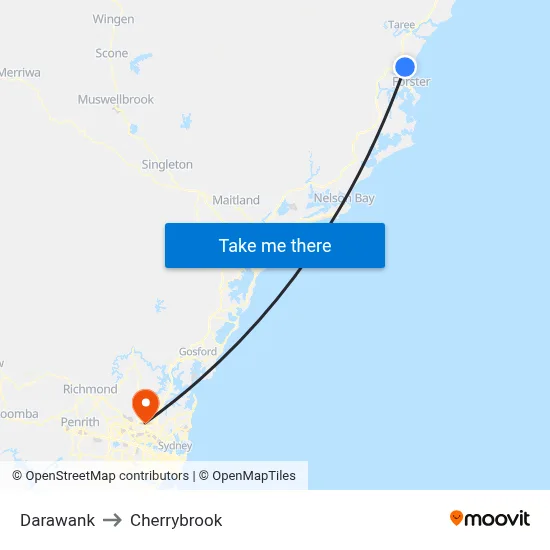 Darawank to Cherrybrook map