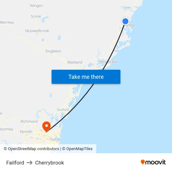 Failford to Cherrybrook map