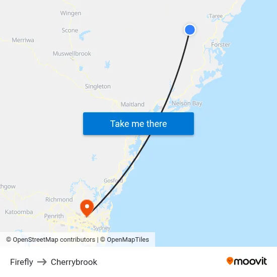 Firefly to Cherrybrook map