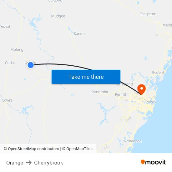 Orange to Cherrybrook map
