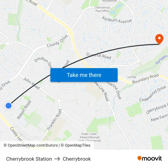 Cherrybrook Station to Cherrybrook map