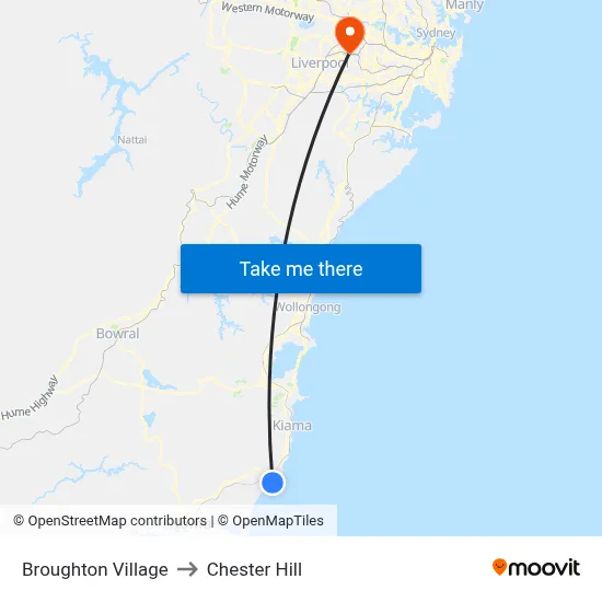 Broughton Village to Chester Hill map
