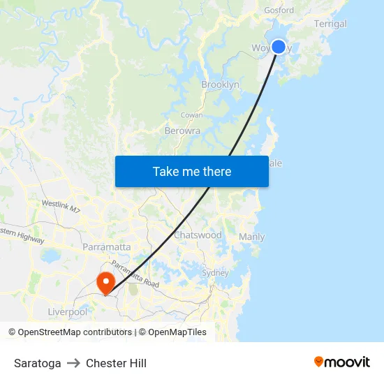 Saratoga to Chester Hill map