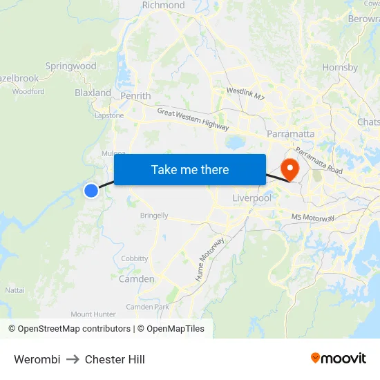 Werombi to Chester Hill map