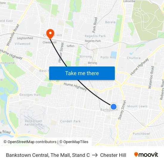 Bankstown Central, The Mall, Stand C to Chester Hill map
