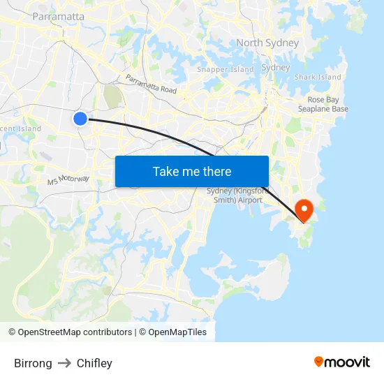 Birrong to Chifley map