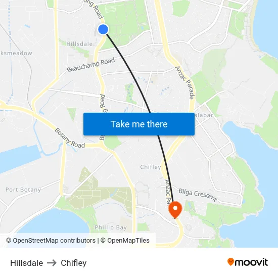 Hillsdale to Chifley map