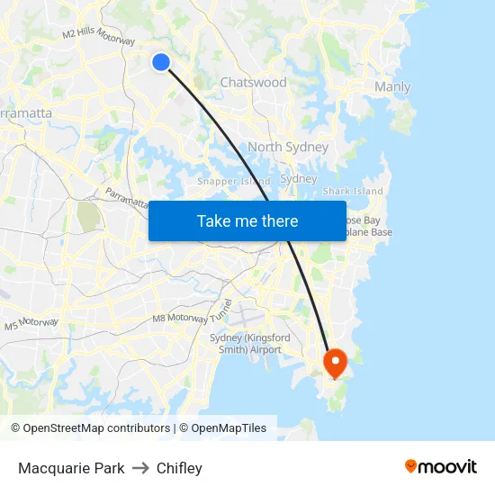 Macquarie Park to Chifley map