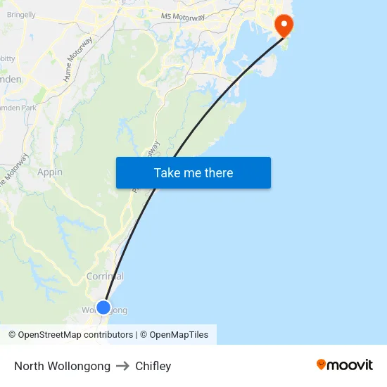 North Wollongong to Chifley map