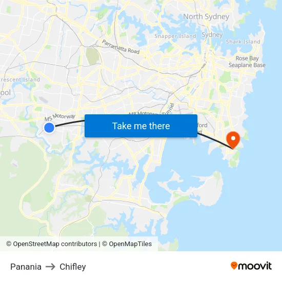Panania to Chifley map