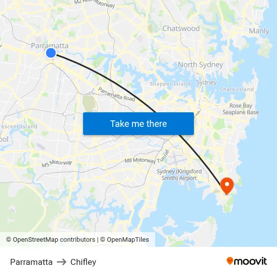 Parramatta to Chifley map