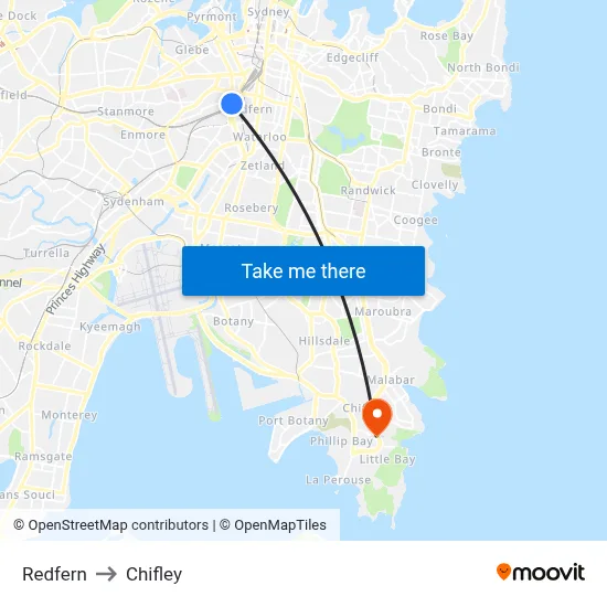 Redfern to Chifley map