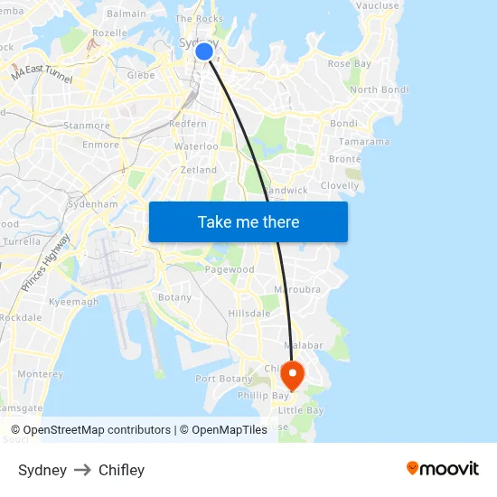 Sydney to Chifley map