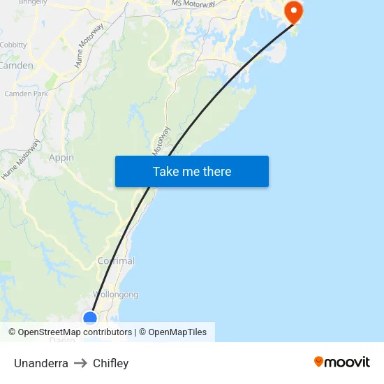 Unanderra to Chifley map