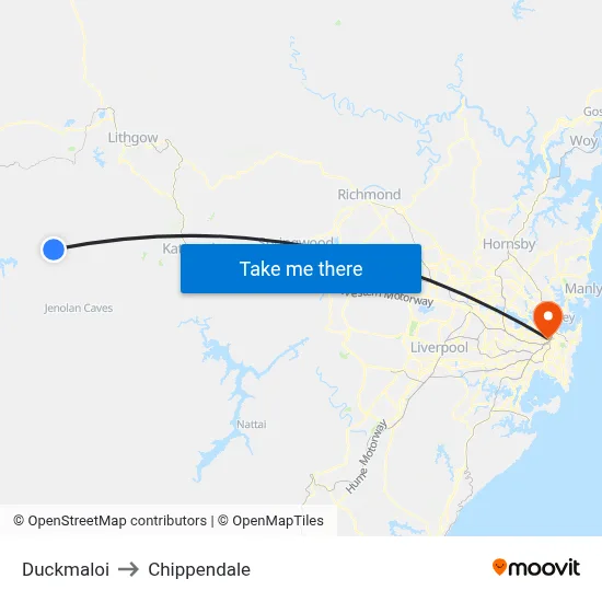 Duckmaloi to Chippendale map