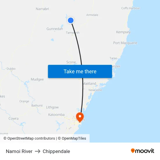 Namoi River to Chippendale map