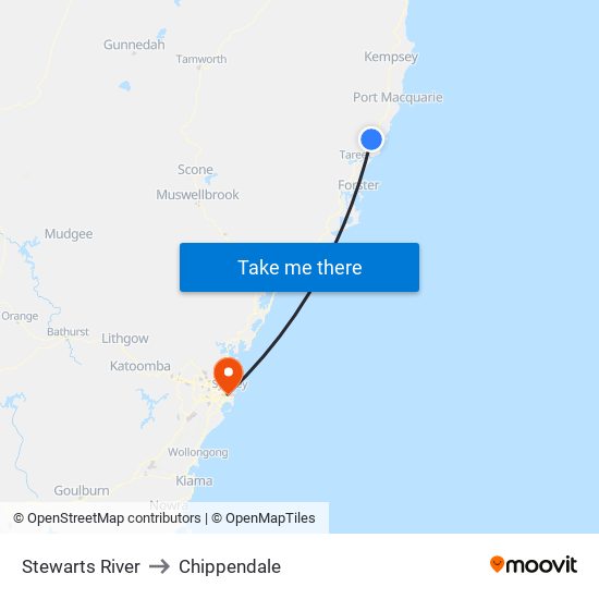 Stewarts River to Chippendale map
