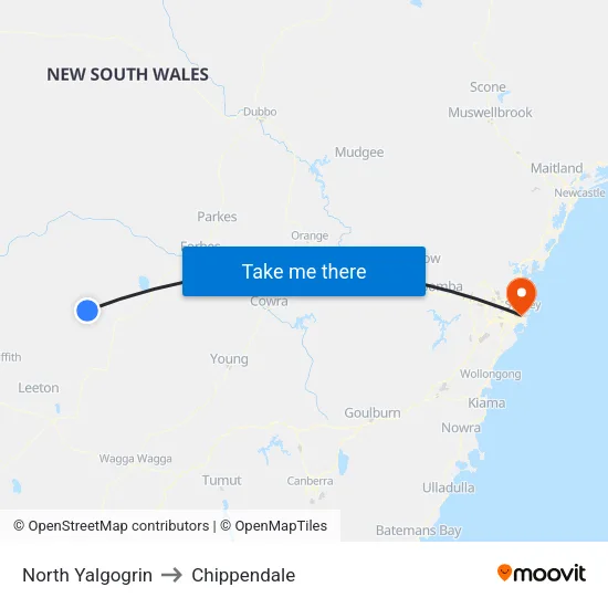 North Yalgogrin to Chippendale map