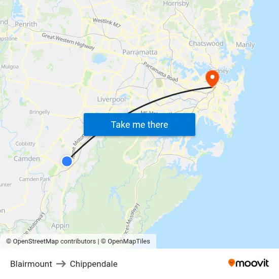 Blairmount to Chippendale map