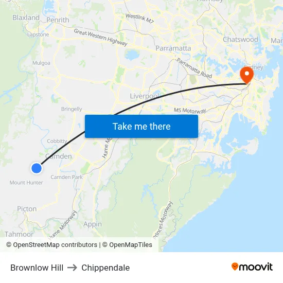 Brownlow Hill to Chippendale map