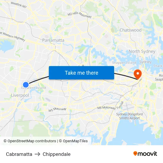 Cabramatta to Chippendale map