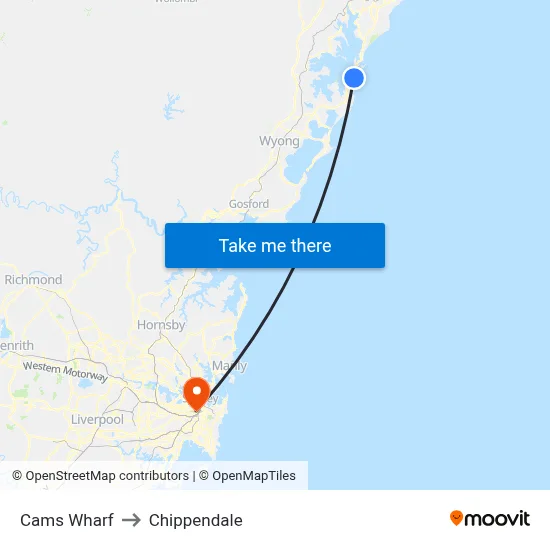 Cams Wharf to Chippendale map