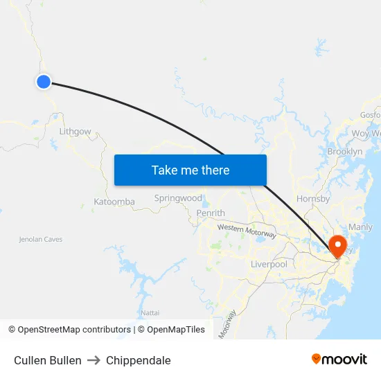 Cullen Bullen to Chippendale map