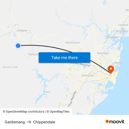 Ganbenang to Chippendale map