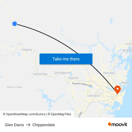 Glen Davis to Chippendale map