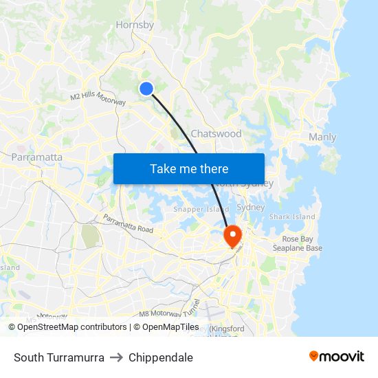 South Turramurra to Chippendale map