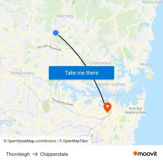 Thornleigh to Chippendale map