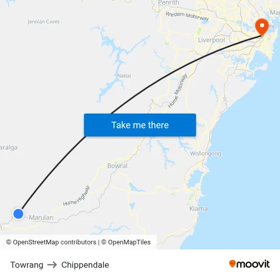 Towrang to Chippendale map
