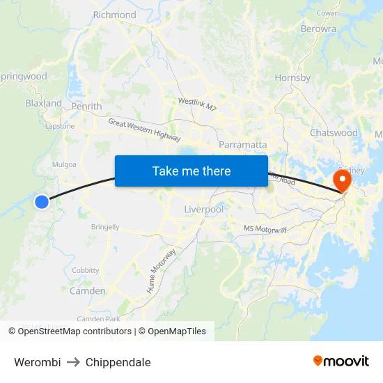 Werombi to Chippendale map