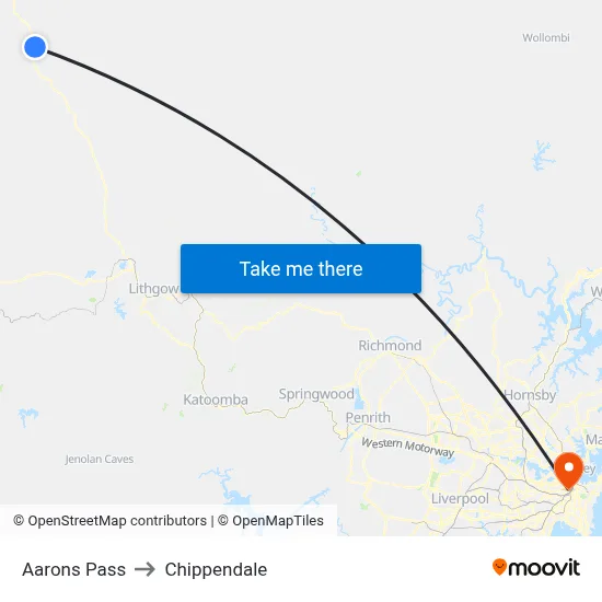 Aarons Pass to Chippendale map