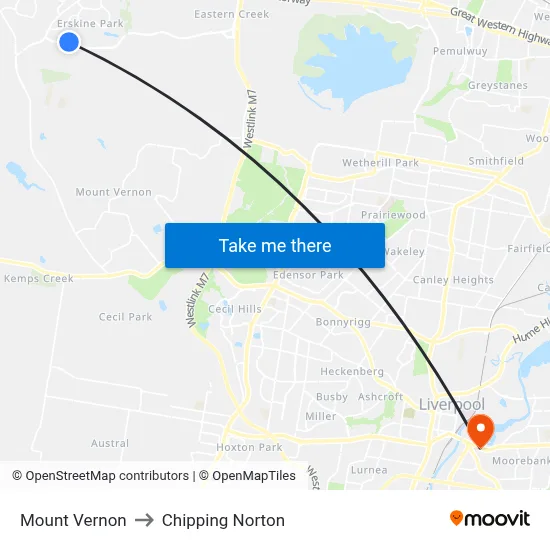 Mount Vernon to Chipping Norton map