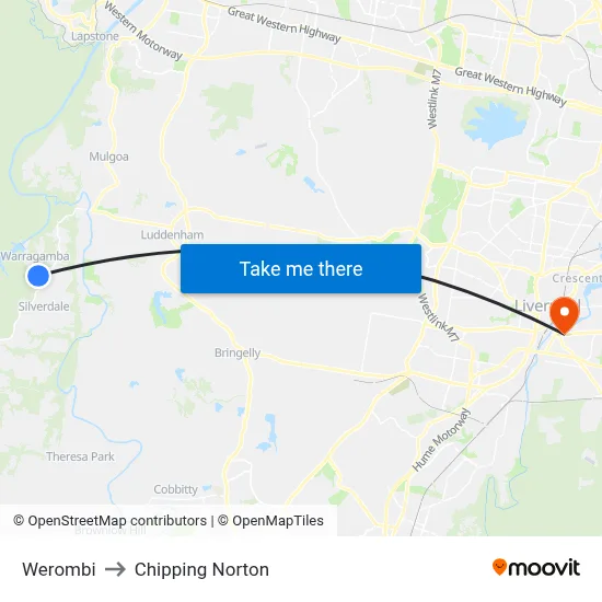 Werombi to Chipping Norton map