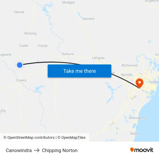 Canowindra to Chipping Norton map