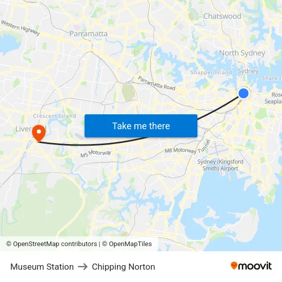 Museum Station to Chipping Norton map
