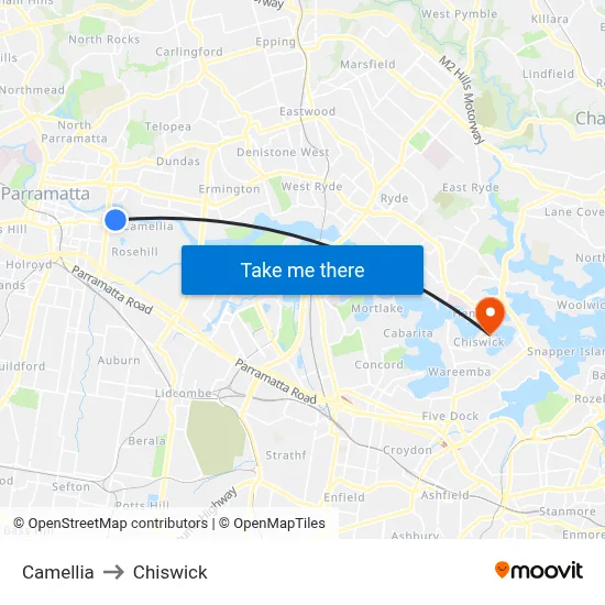 Camellia to Chiswick map