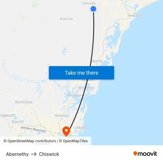 Abernethy to Chiswick map