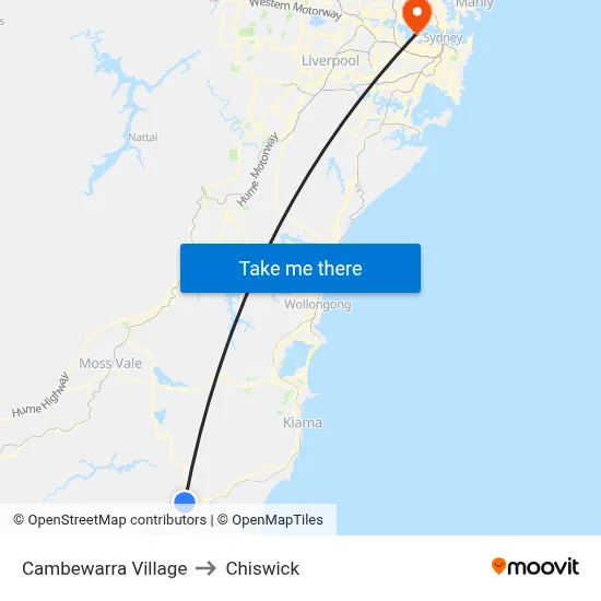 Cambewarra Village to Chiswick map